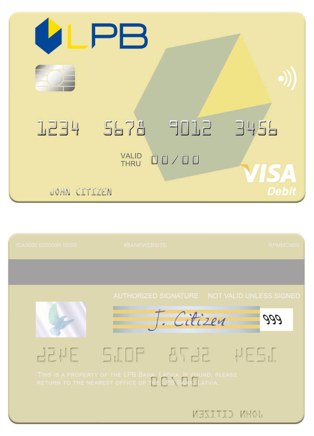 Latvia LPB Bank visa debit card